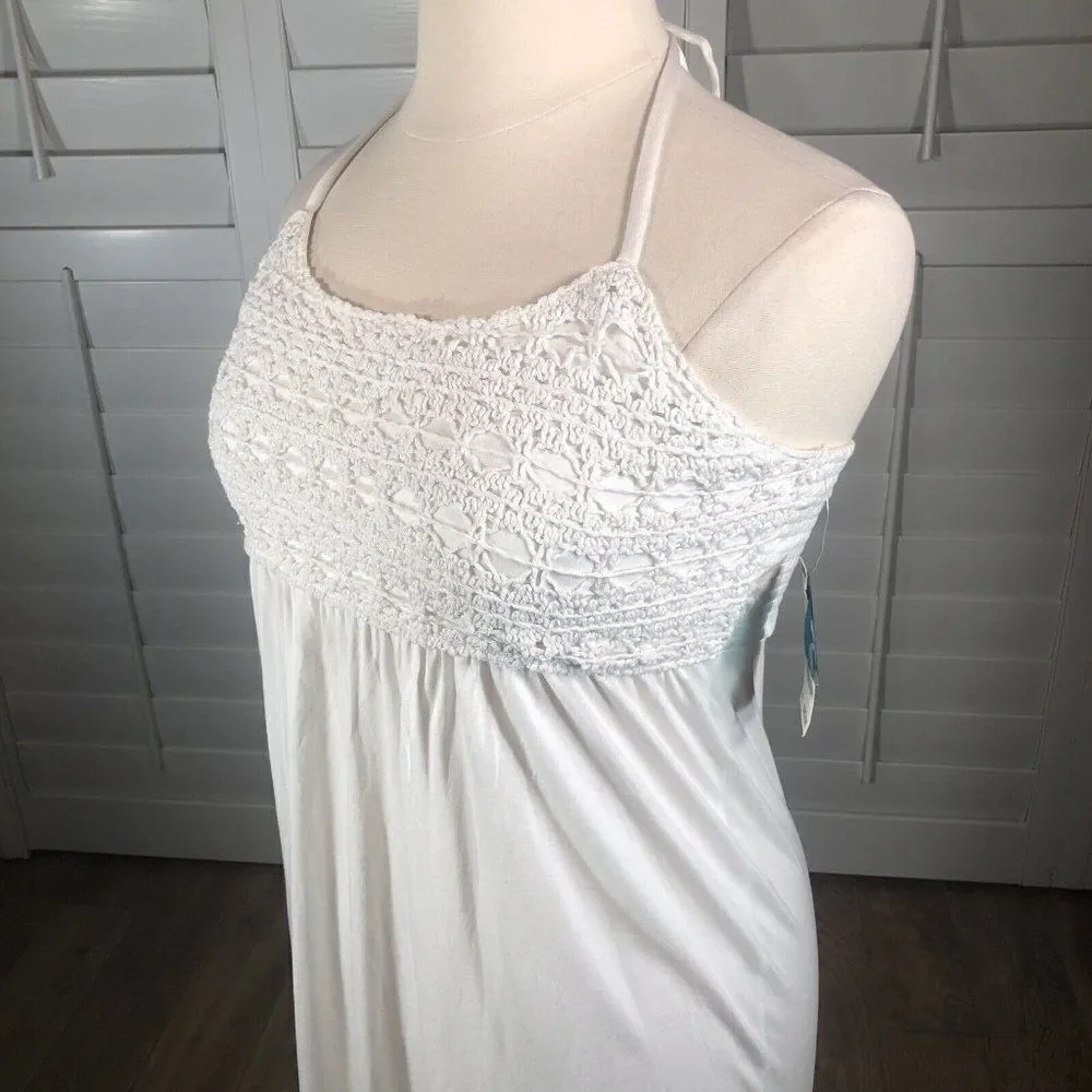 NEW Inc Beach White Swim Cover Large Beach Dress Rayon Crochet A Line